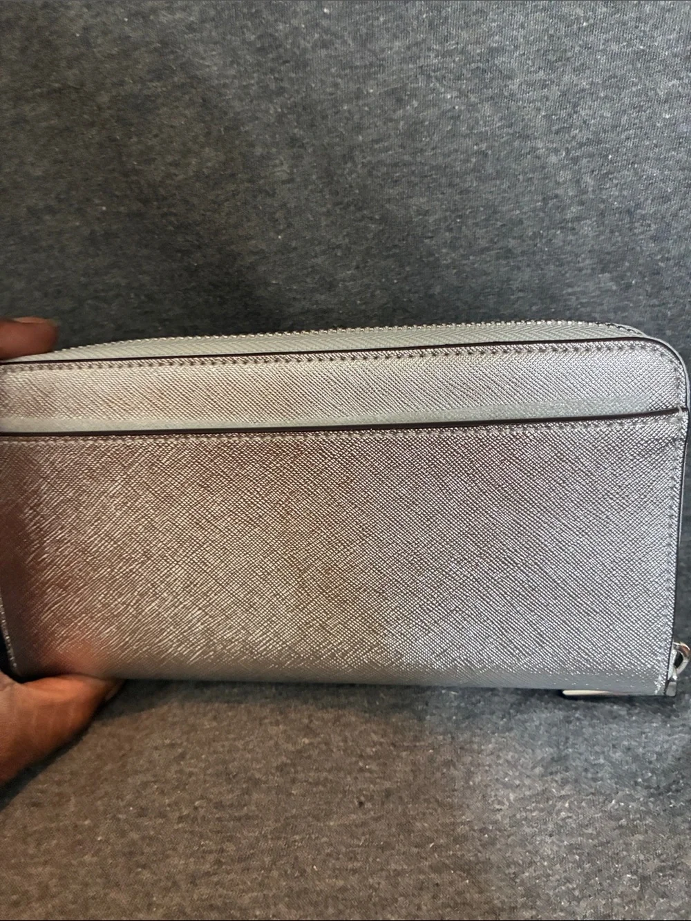 kate spade Metallic Silver Zip-Around Wallet
